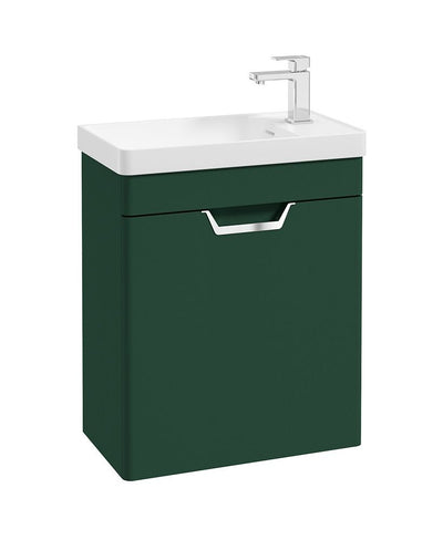 Freya Wall Hung 55Cm Single Door Cloakroom Unit Matt Wreath Green-Chrome Handle