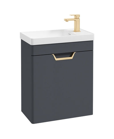 Freya Wall Hung 55Cm Single Door Cloakroom Unit Matt Night Sky Blue-Gold Handle
