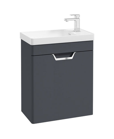 Freya Wall Hung 55Cm Single Door Cloakroom Unit Matt Night Sky Blue-Chrome Handle