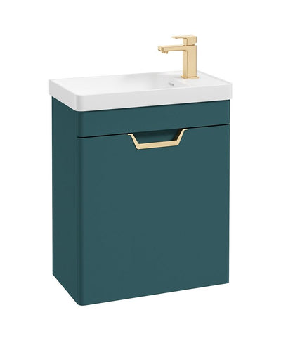 Freya Wall Hung 55Cm Single Door Cloakroom Unit Matt Ocean Blue-Gold Handle
