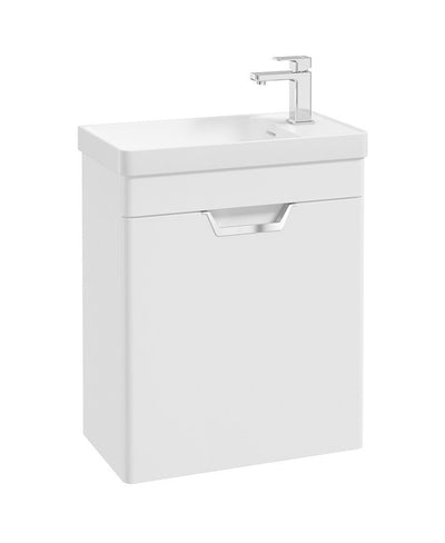 Freya Wall Hung 55Cm Single Door Cloakroom Unit Matt White-Chrome Handle