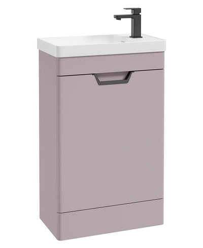 Freya Floorstanding 55Cm Single Door Cloakroom Unit Matt Cashmere Pink-Black Handle