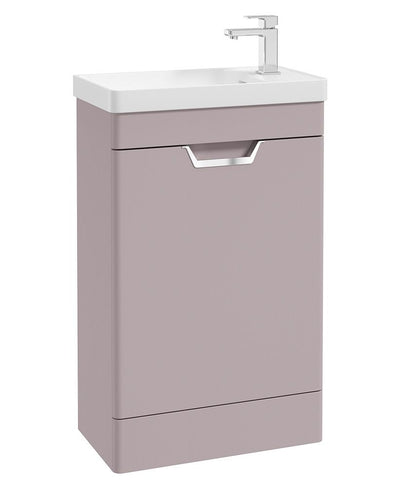 Freya Floorstanding 55Cm Single Door Cloakroom Unit Matt Cashmere Pink-Chrome Handle