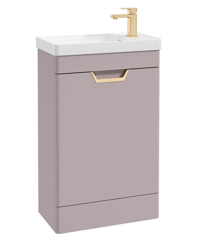 Freya Floorstanding 55Cm Single Door Cloakroom Unit Matt Cashmere Pink-Gold Handle