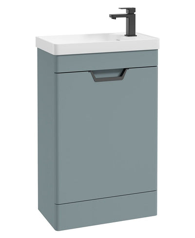 Freya Floorstanding 55Cm Single Door Cloakroom Unit Matt Coral Green-Black Handle