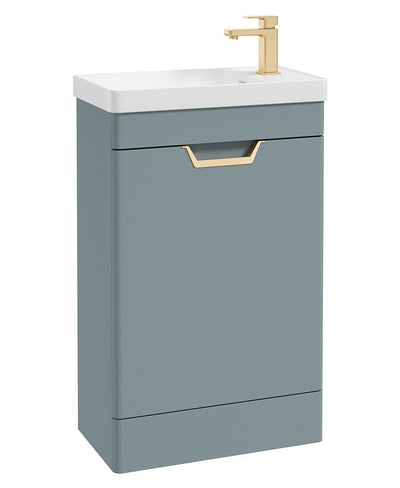 Freya Floorstanding 55Cm Single Door Cloakroom Unit Matt Coral Green-Gold Handle