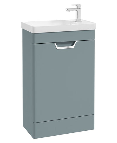 Freya Floorstanding 55Cm Single Door Cloakroom Unit Matt Coral Green-Chrome Handle