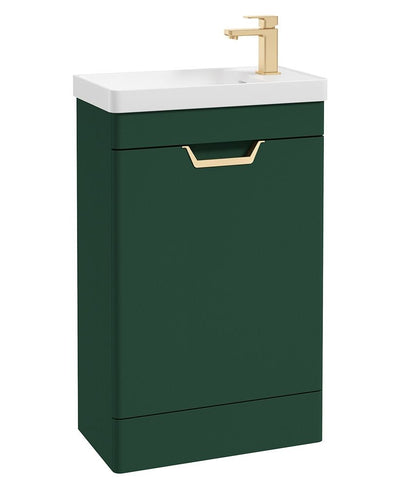 Freya Floorstanding 55Cm Single Door Cloakroom Unit Matt Wreath Green-Gold Handle