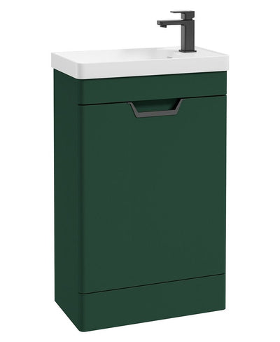 Freya Floorstanding 55Cm Single Door Cloakroom Unit Matt Wreath Green-Black Handle