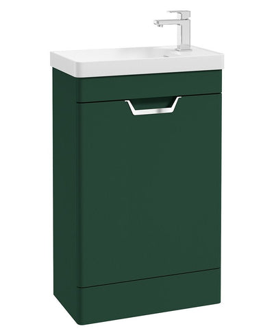 Freya Floorstanding 55Cm Single Door Cloakroom Unit Matt Wreath Green-Chrome Handle
