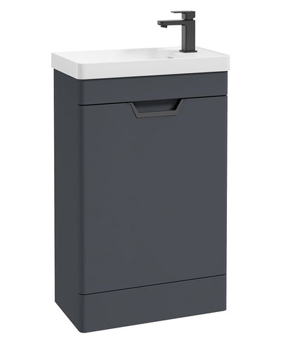 Freya Floorstanding 55Cm Single Door Cloakroom Unit Matt Night Sky Blue-Black Handle