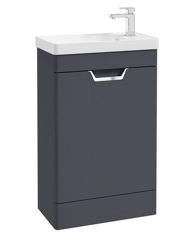 Freya Floorstanding 55Cm Single Door Cloakroom Unit Matt Night Sky Blue-Chrome Handle