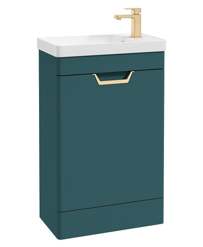Freya Floorstanding 55Cm Single Door Cloakroom Unit Matt Ocean Blue-Gold Handle