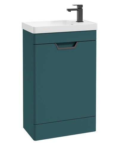 Freya Floorstanding 55Cm Single Door Cloakroom Unit Matt Ocean Blue-Black Handle