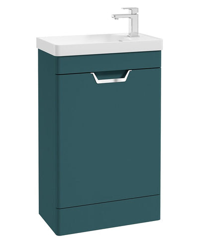 Freya Floorstanding 55Cm Single Door Cloakroom Unit Matt Ocean Blue-Chrome Handle