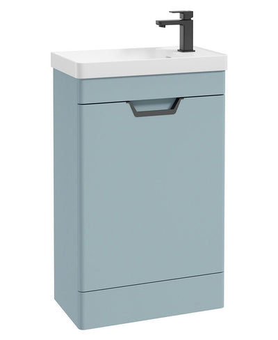Freya Floorstanding 55Cm Single Door Cloakroom Unit Matt Morning Sky Blue-Black Handle