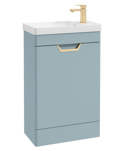 Freya Floorstanding 55Cm Single Door Cloakroom Unit Matt Morning Sky Blue-Gold Handle
