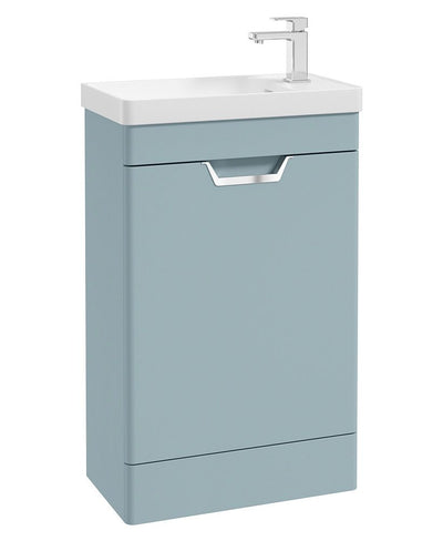Freya Floorstanding 55Cm Single Door Cloakroom Unit Matt Morning Sky Blue-Chrome Handle