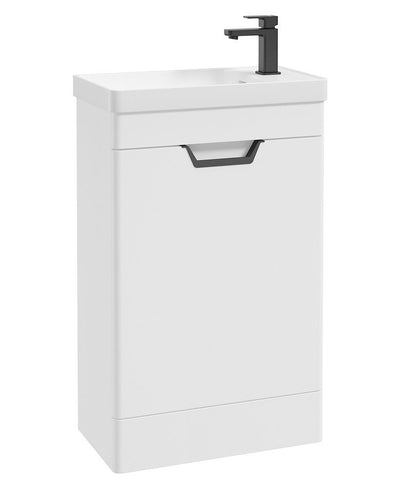 Freya Floorstanding 55Cm Single Door Cloakroom Unit Matt White-Black Handle