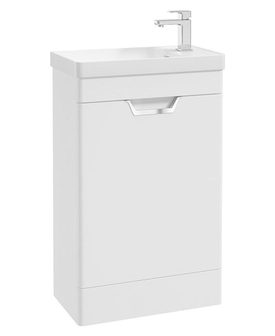 Freya Floorstanding 55Cm Single Door Cloakroom Unit Matt White-Chrome Handle