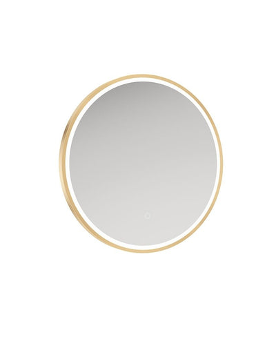 Astrid Beam 600Mm Round Illuminated Metal Frame Led Mirror Brushed Gold