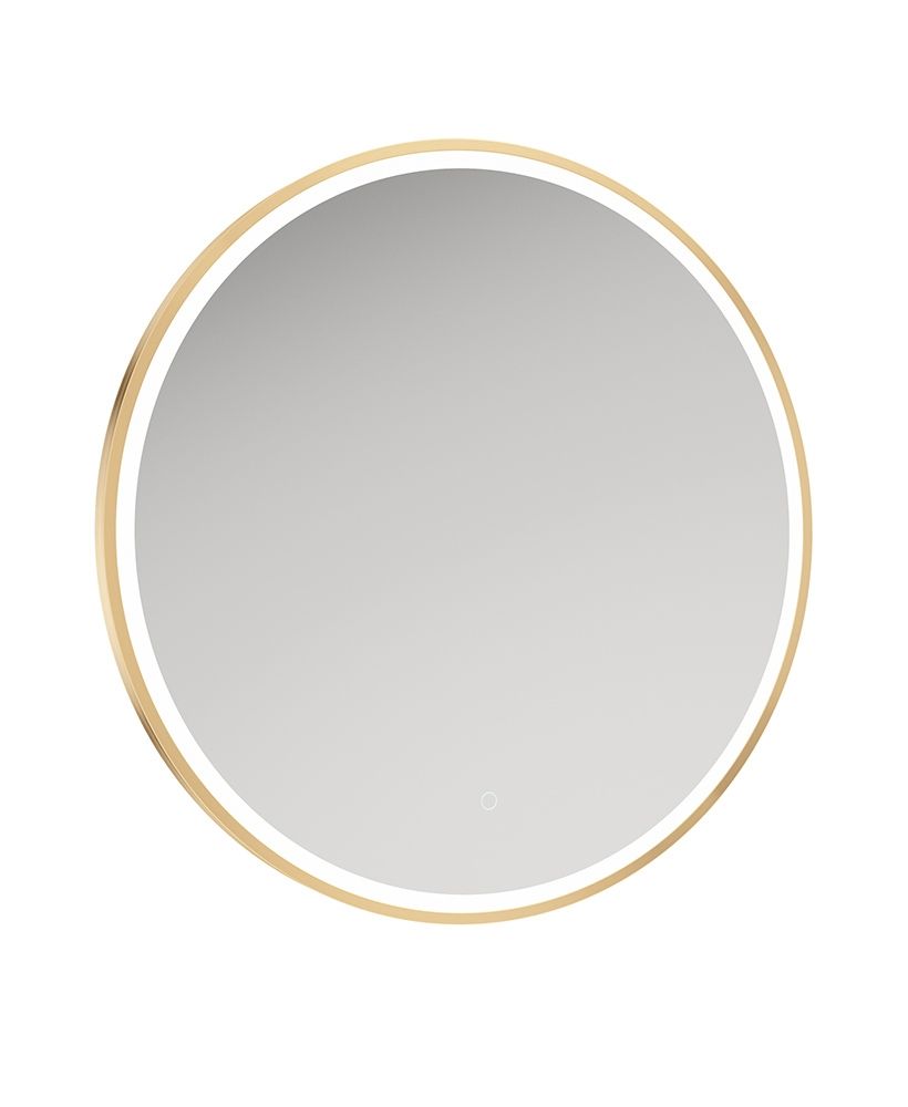 Astrid Beam 800Mm Round Illuminated Metal Frame Led Mirror Brushed Gold