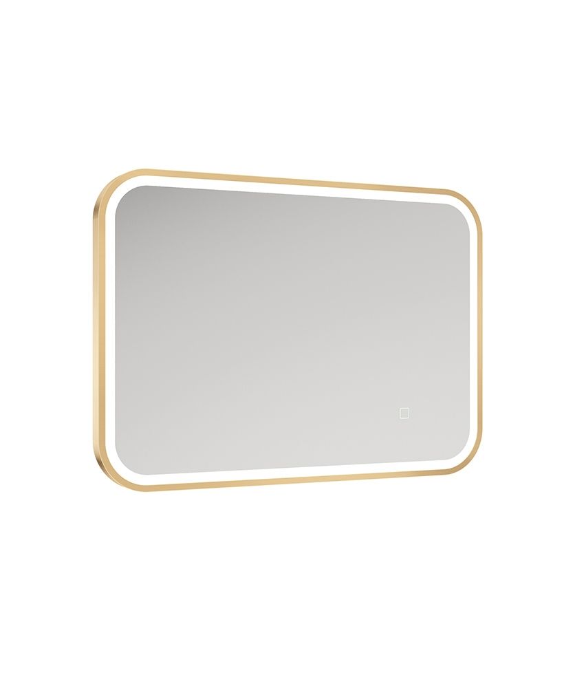 Astrid Beam 500X700Mm Rectangle Illuminated Metal Frame Led Mirror Brushed Gold