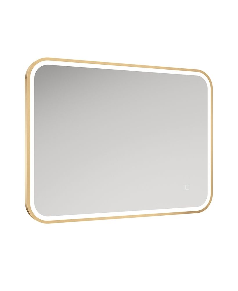 Astrid Beam 600X800Mm Rectangle Illuminated Metal Frame Led Mirror Brushed Gold