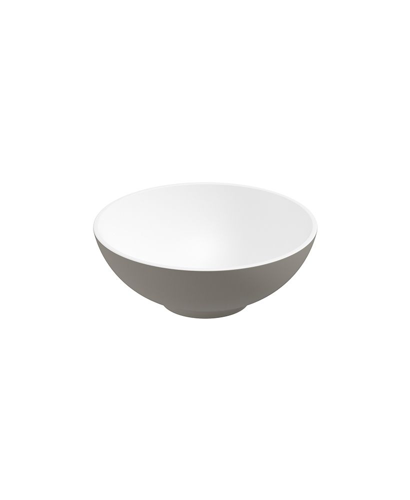 Skal Round 40Cm Countertop Basin White-Khaki & Waste