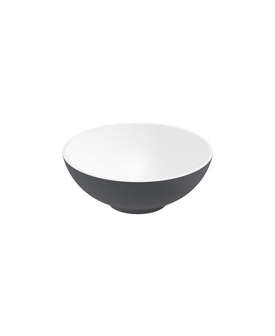 Skal Round 40Cm Countertop Basin White-Midnight Grey & Waste
