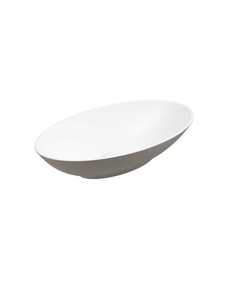 Skal Oval 60Cm Countertop Basin White-Khaki & Waste