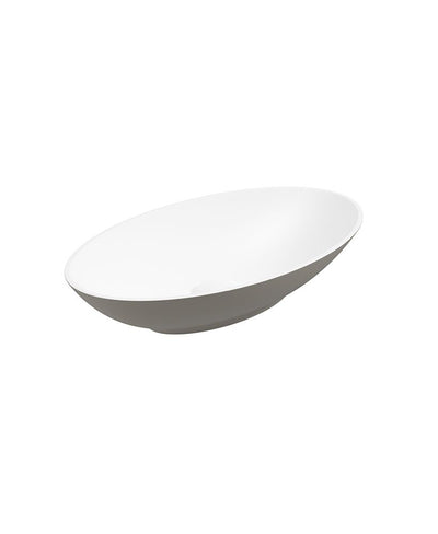 Skal Oval 60Cm Countertop Basin White-Khaki & Waste