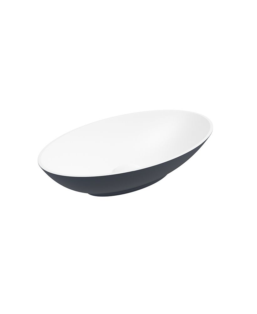 Skal Oval 60Cm Countertop Basin White-Night Sky Blue & Waste