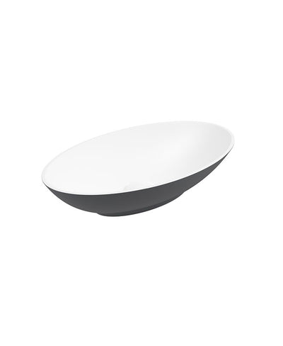 Skal Oval 60Cm Countertop Basin White-Midnight Grey & Waste