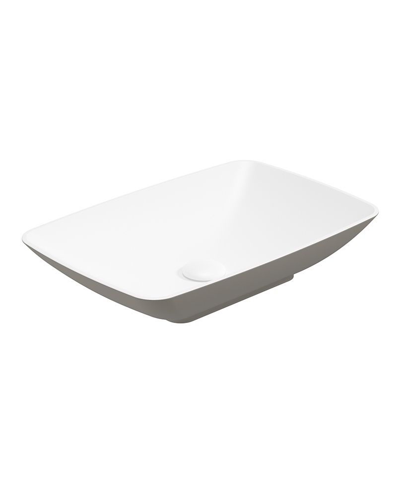 Skal Rectangle 60Cm Countertop Basin White-Khaki & Waste