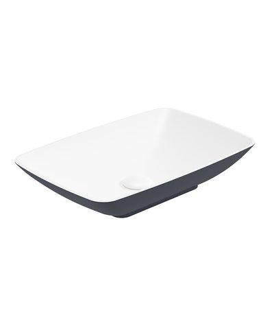Skal Rectangle 60Cm Countertop Basin White-Night Sky Blue & Waste
