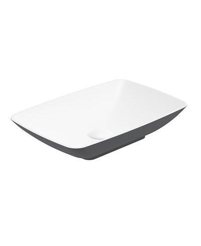 Skal Rectangle 60Cm Countertop Basin White-Midnight Grey & Waste