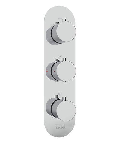 Alita Round Triple Control Triple Outlet Shower Valve Chrome