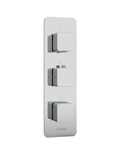 Alita Soft Square Triple Control Triple Outlet Shower Valve Chrome