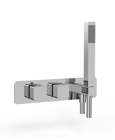 Alita Soft Square Dual Outlet Horizontal Valve Chrome