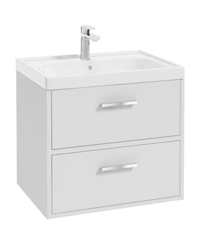 Finland Wall Hung 60Cm Two Drawer Unit Matt White-Chrome Handles