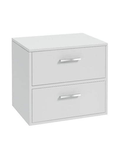 Finland Wall Hung 60Cm Two Drawer Countertop Unit Matt White-Chrome Handles