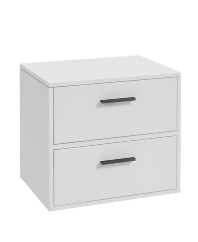 Finland Wall Hung 60Cm Two Drawer Countertop Unit Matt White-Black Handles