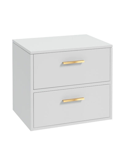 Finland Wall Hung 60Cm Two Drawer Countertop Unit Matt White-Gold Handles