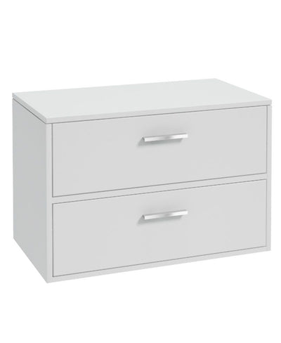 Finland Wall Hung 80Cm Two Drawer Countertop Unit Matt White-Chrome Handles