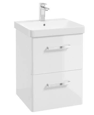Kora Wall Hung 50Cm Two Drawer Unit Gloss White-Chrome Handle