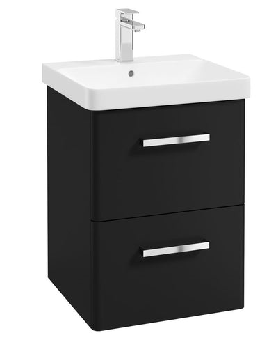 Kora Wall Hung 50Cm Two Drawer Unit Matt Black-Chrome Handle