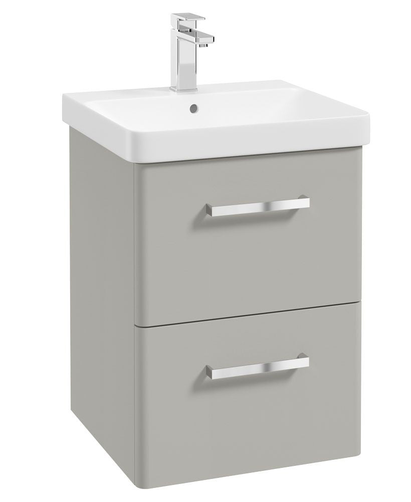 Kora Wall Hung 50Cm Two Drawer Unit Matt Arctic Grey-Chrome Handle