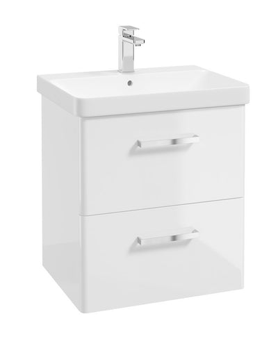 Kora Wall Hung 60Cm Two Drawer Unit Gloss White-Chrome Handle