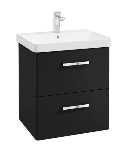 Kora Wall Hung 60Cm Two Drawer Unit Matt Black-Chrome Handle